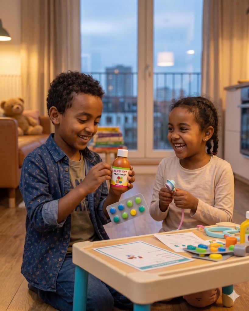 Children learning about medicine and health